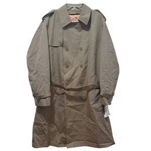 Vintage Oleg Cassini Men's Trench Coat Removable Lining Size 46 Long Biege NWT